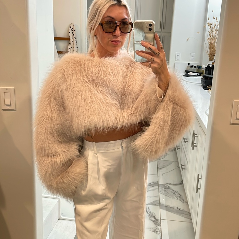 Zara Beige Faux Fur Jacket